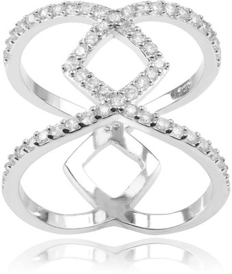 Kiara Jewellery Silver Cubic Zirconia Rhodium Plated Ring