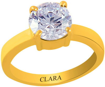 

Clara Zircon 7.5 carat or 8.25ratti Panchdhatu Silver Cubic Zirconia Yellow Gold Plated Ring