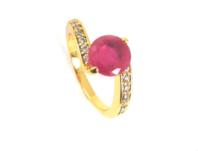 35% OFF on Ammvi Creations Curvy Ruby Gold Foamed Brass Rhodium Plated Ring