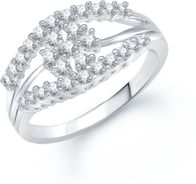 VK Jewels Intricately Crafted Shaped for Women and Girls Alloy Cubic Zirconia Rhodium Plated Ring