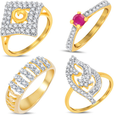 

Sukkhi Alloy Cubic Zirconia Gold-plated Plated Ring Set, Gold;white