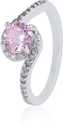 Fasherati Crystal Solitaire Crystal Crystal Ring, Pink