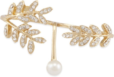 

Fabula Gold & White Zircon American Diamond AD CZ & Pearl Adjustable Jewellery Ring for Women, Girls & Ladies Metal Ring