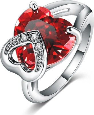 

Jewels Galaxy Copper Crystal Platinum Plated Ring, Red