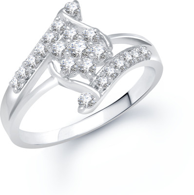 VK Jewels Cluster Shine Shaped for Women and Girls Alloy Cubic Zirconia Rhodium Plated Ring