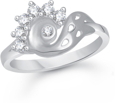 

Meenaz Beautyful Designer Shape Rhodium Alloy Cubic Zirconia Ring, White