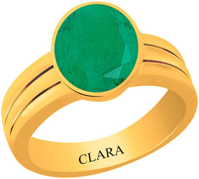 

Clara Emerald Panna 7.5 carat or 8.25ratti Panchdhatu Silver Emerald Yellow Gold Plated Ring