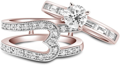 

Anopchand Tilokchand Jewellers Silver Cubic Zirconia Gold-plated Plated Ring Set, Pink