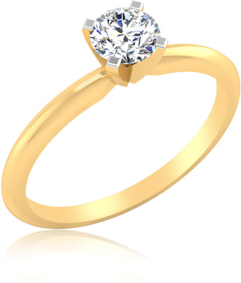 35% OFF on IskiUski Lucent Round Solitaire Sterling Silver Swarovski Crystal Gold Plated Ring