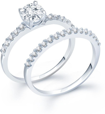 

Sukkhi Cubic Zirconia Stone Studded Solitaire Double Alloy Cubic Zirconia Rhodium Plated Ring, White