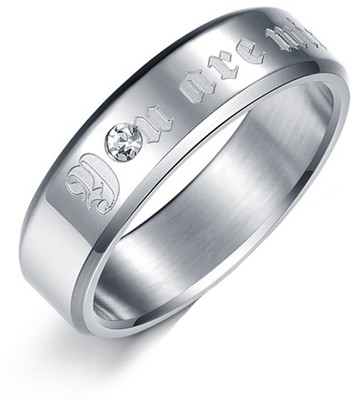 

Aaishwarya You Are Mine' Engraved Finish Mens Promise Band Stainless Steel Crystal Silver Plated Ring