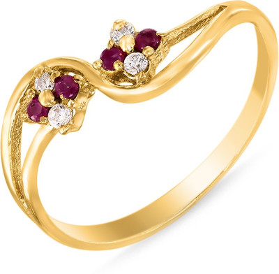 13% OFF on mahi Beauty Cluster Alloy, Brass Zircon, Ruby Gold Plated Ring
