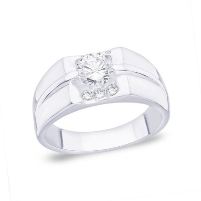 

Taraash Solitaire with Accents Sterling Silver Cubic Zirconia Ring, White
