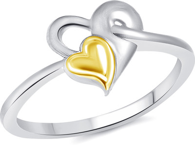

Vighnaharta White Solo Heart Alloy 18K White Gold Plated Ring, Silver