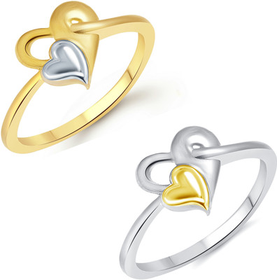 

Vighnaharta Solo Heart Selfie Alloy Gold-plated Plated Ring Set, Gold;silver