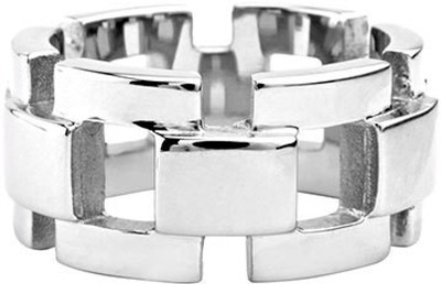 Inox Jewelry Large Curb Link Stainless Steel Ring, Silver