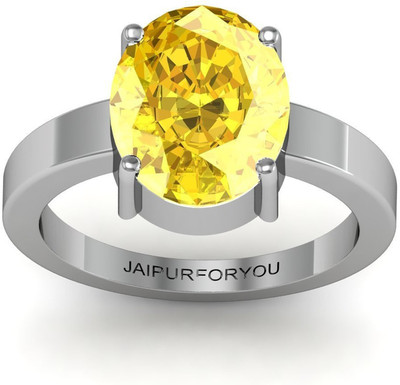 

Jaipurforyou Certified Citrine silver 9.20 cts or 10.25 ratti Silver Citrine Ring, Yellow