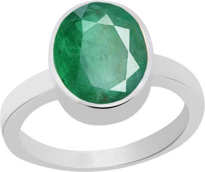 PeenZone Sterling Silver Emerald Rhodium Plated Ring