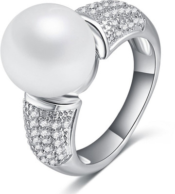 

Jewels Galaxy Luxuria Alloy Cubic Zirconia Platinum Plated Ring, Silver