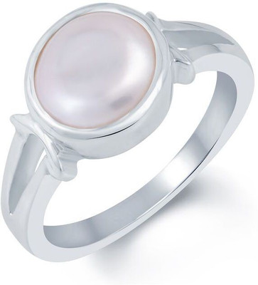 

G-Luck Moti Stone Weight - 3.1 Carat / 3.65 Ratti Silver Pearl Ring, White