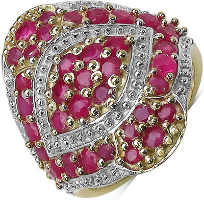 Johareez Sterling Silver Ruby Sterling Silver Plated Ring