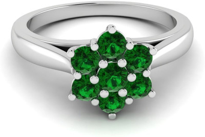 

Parshva Diam Silver Emerald Gold-plated Plated Ring, White