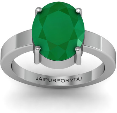 

Jaipurforyou Certified Emerald Panna 4.70 cts or 5.25 ratti Silver Emerald Ring, Green