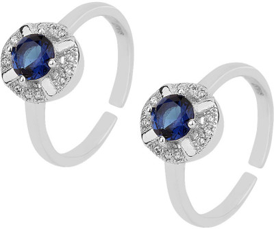 

Jewel99 Bella Silver Swarovski Zirconia Platinum Plated Toe Ring, Blue