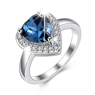 

Yellow Chimes Metal Swarovski Crystal Ring, Blue