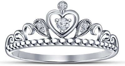 

Vorra Fashion Beautiful Princess Crown Design Sterling Silver Cubic Zirconia Platinum Plated Ring, White