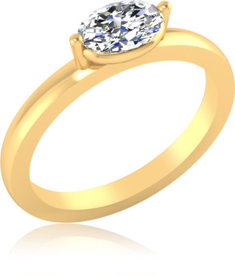 32% OFF on IskiUski Ethnicity Oval Solitaire Sterling Silver Swarovski Crystal Gold Plated Ring