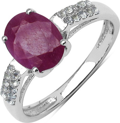 Johareez Sterling Silver Ruby Sterling Silver Plated Ring