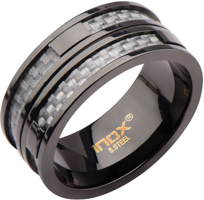 

Inox Jewelry Double Layer Banded Stainless Steel Ring, Black;grey