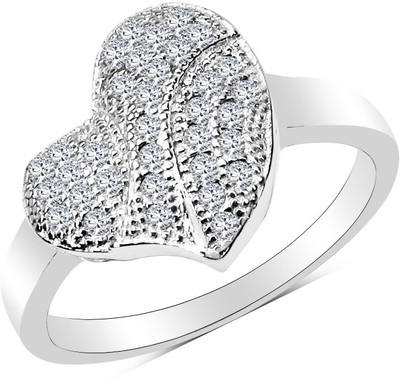 Johareez Sterling Silver Cubic Zirconia Rhodium Plated Ring, White