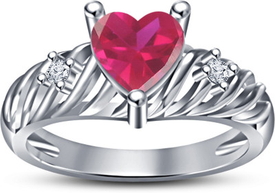 49% OFF on Kirati Heart Design Sterling Silver Platinum Plated Ring