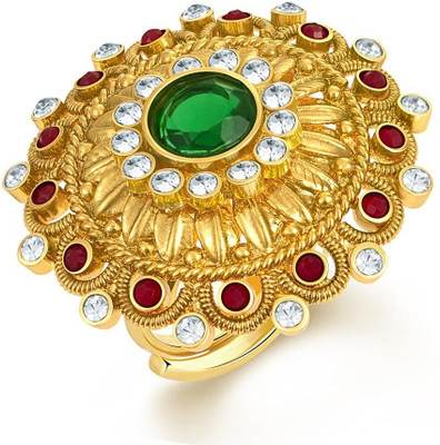 Sukkhi Sublime Alloy Cubic Zirconia Gold-plated, Rhodium Plated Ring, Gold;white