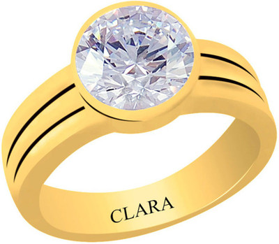 

Clara Zircon 8.3 carat or 9.25ratti Panchdhatu Silver Cubic Zirconia Yellow Gold Plated Ring