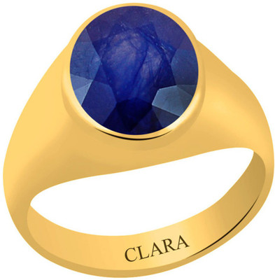 

Clara Blue Sapphire Neelam 4.8 carat or 5.25ratti Panchdhatu Silver Sapphire Yellow Gold Plated Ring