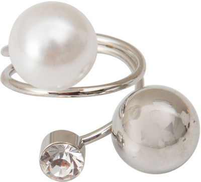 Taj Pearl Designer Alloy Ring, Silver