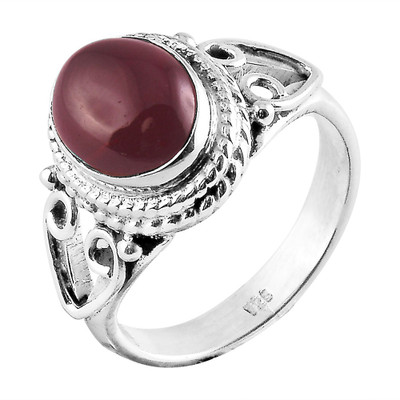 

Zivah Red Gemstone Sterling Silver Garnet Ring, Brown