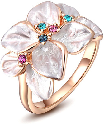 

University Trendz UNIV_R004 Alloy Crystal Gold-plated Plated Ring, White