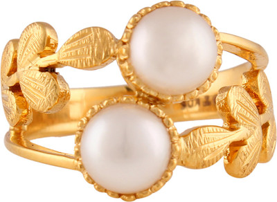 

ZKD Jewels Delicate Leaf 18kt Pearl Yellow Gold ring