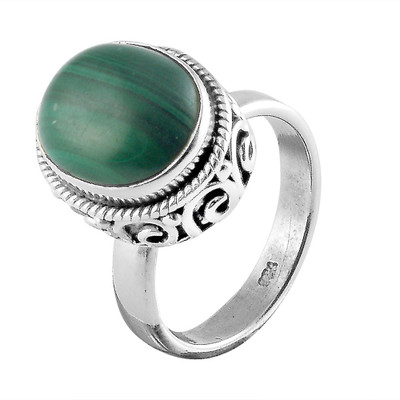 

Zivah Ornate Sterling Silver Malachite Ring, Green