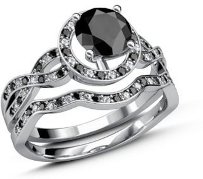 

Anopchand Tilokchand Jewellers Silver Cubic Zirconia Gold-plated Plated Ring, Black
