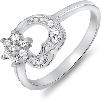 46% OFF on mahi Flowery Heart Alloy, Brass Zircon Rhodium Plated Ring