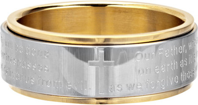 

Inox Jewelry Prayer Stainless Steel Ring, Silver;gold