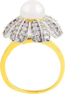 

Fasherati Flower with Pearl Crystal Crystal Ring, Silver