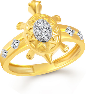 VIGHNAHARTA Divine Turtle Alloy Cubic Zirconia Gold Plated Ring
