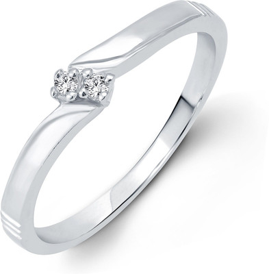 VIGHNAHARTA Simply Alloy Cubic Zirconia Rhodium Plated Ring
