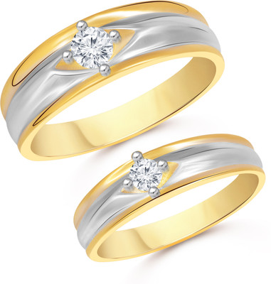 

VK Jewels Single Stone Couple Alloy Cubic Zirconia Gold-plated Plated Ring Set